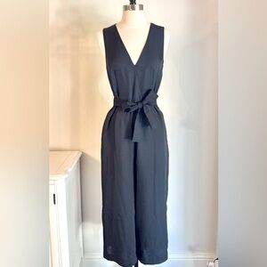 H&M Black V-Neck Tie-Waist Wide-Leg Jumpsuit